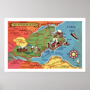 Colourful Fife Scotland Vintage Print