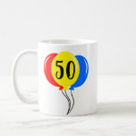 Colourful Fifth Birthday Balloons Coffee Mug<br><div class="desc">Customise this Colourful 50th Birthday Balloons Mug with any age you want. Featuring a three balloons in red,  blue and yellow.</div>