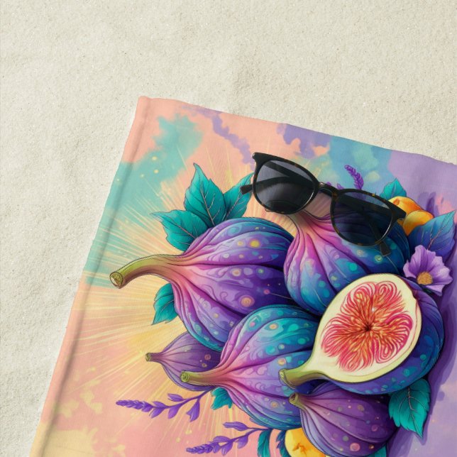 Colourful fig beach towel (In Situ)