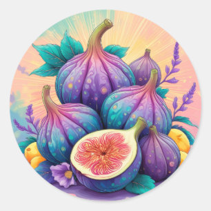 Colourful fig classic round sticker
