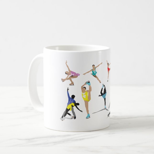Colourful Figure Skating Ice Skaters in Motion Coffee Mug (Front Left)