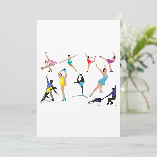 Colourful Figure Skating Ice Skaters in Motion Invitation (Creator Uploaded)