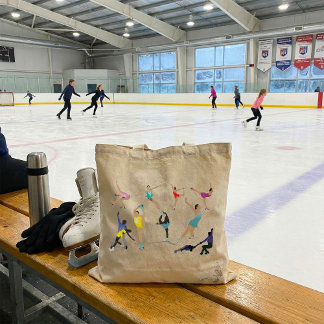 Colourful Figure Skating Ice Skaters in Motion Tote Bag