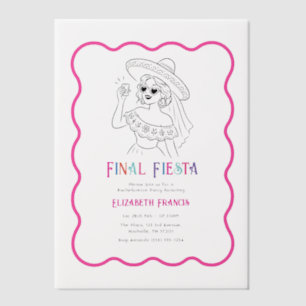 Colourful Final Fiesta Pink Bachelorette Party Vellum Invitations