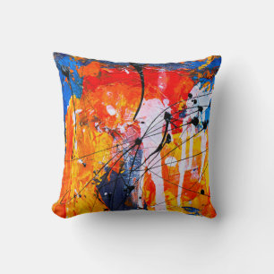 Colourful Fine Art Abstract Oil Painting Cushion