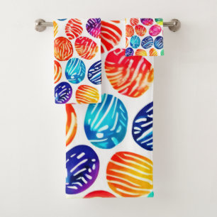 Colourful Fingerprint Art Bath Towel Set