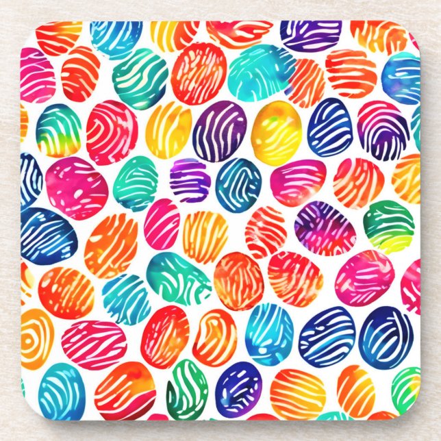 Colourful Fingerprint Art Coaster (Front)