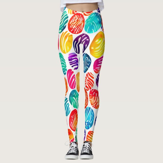 Colourful Fingerprint Art Leggings (Front)