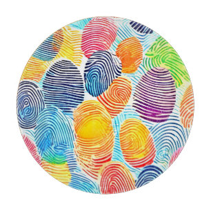 Colourful Fingerprint Pattern Cutting Board