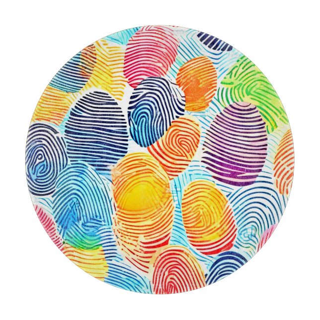Colourful Fingerprint Pattern Cutting Board (Front)