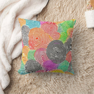 Colourful Fingerprint Patterns Abstract Art Cushion