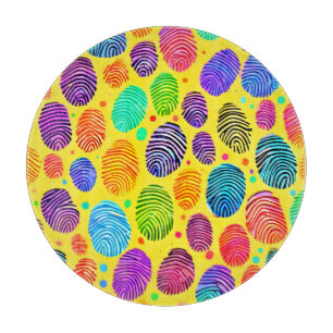 Colourful Fingerprint Symphony Cutting Board