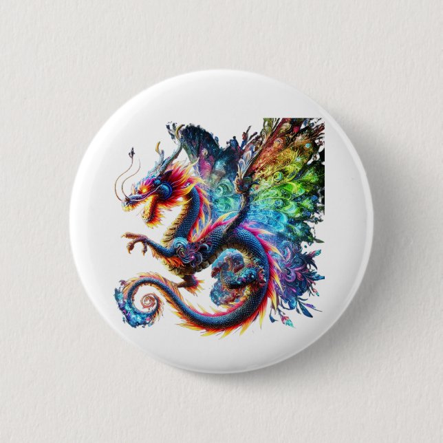 Colourful Fire Dragon 6 Cm Round Badge (Front)