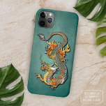 Colourful Fire Dragon Tattoo Art iPhone 11 Pro Max Case<br><div class="desc">Keep your new electronic device safe from scuffs and scratches with this protective snug cell phone case, made with a stylish and classy chic colourful and contemporary orange and yellow coloured vintage and old school Chinese fire dragon tattoo design on green grunge background. Beautiful, modern and cool cover for the...</div>