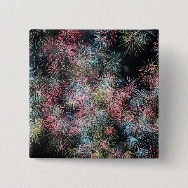 Colourful Firework... 15 Cm Square Badge (Front)