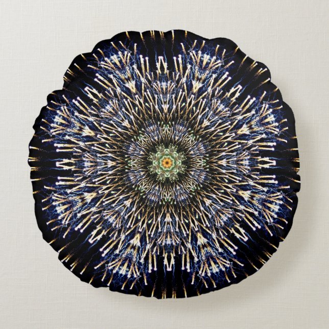 Colourful Firework Mandala Round Cushion (Front)