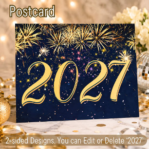 Colourful Fireworks 2027 New Year Merry Christmas Holiday Postcard
