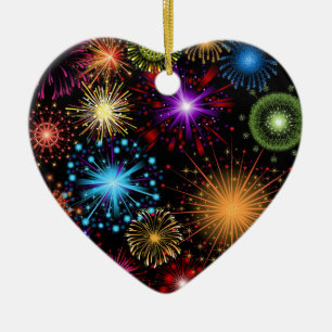 Colourful fireworks New Year Ceramic Tree Decoration