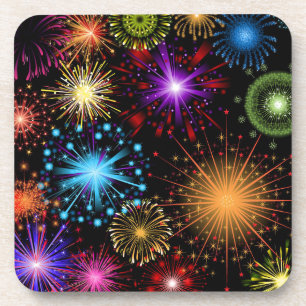 Colourful fireworks New Year Coaster