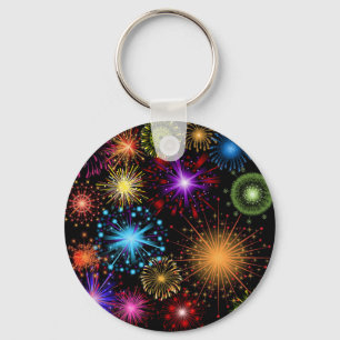 Colourful fireworks New Year Key Ring