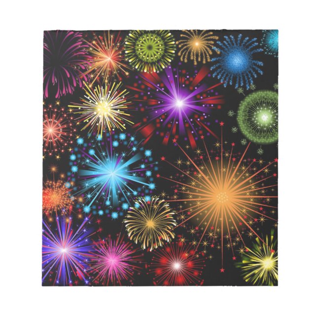 Colourful fireworks New Year Notepad (Front)