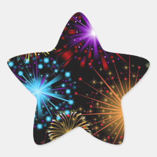 Colourful fireworks New Year Star Sticker