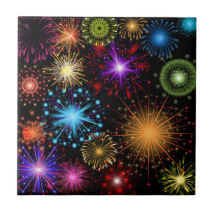 Colourful fireworks New Year Tile