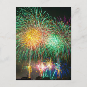 Colourful fireworks postcard