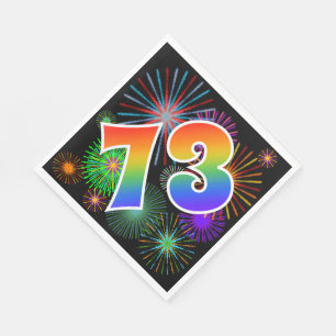Colourful Fireworks + Rainbow Pattern "73" Event # Napkin