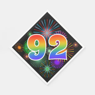 Colourful Fireworks + Rainbow Pattern "92" Event # Napkin