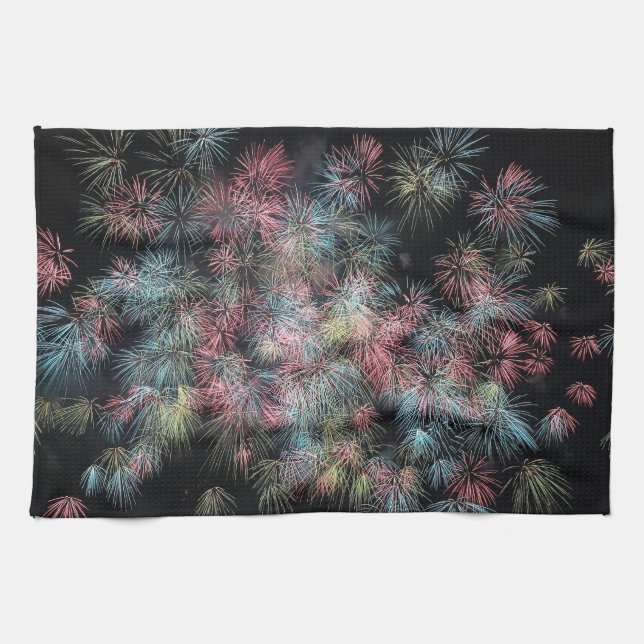 Colourful Fireworks Tea Towel (Horizontal)