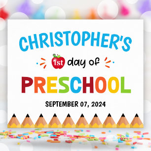 Colourful First Day Of School Preschool Poster