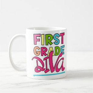 Colourful First Grade Diva Back To School Coffee Mug