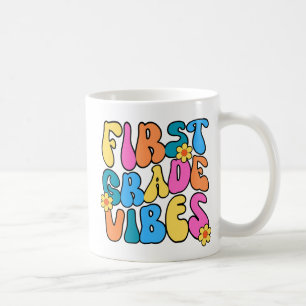 Colourful First Grade Vibes– Back to  school Retro Coffee Mug