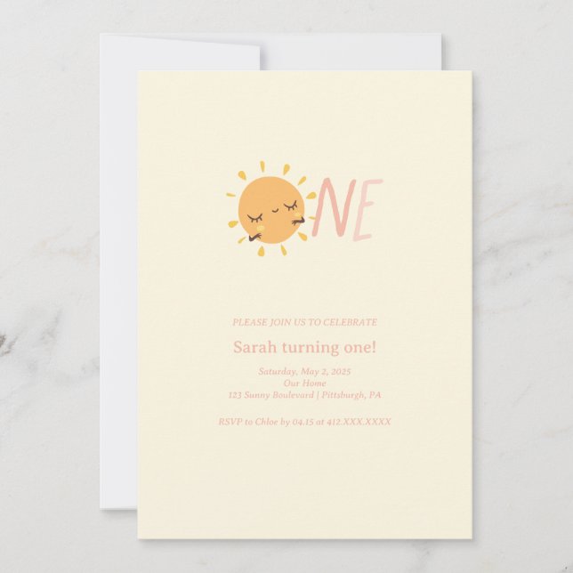 Colourful First Trip Around the Sun 1st  Invitation (Front)