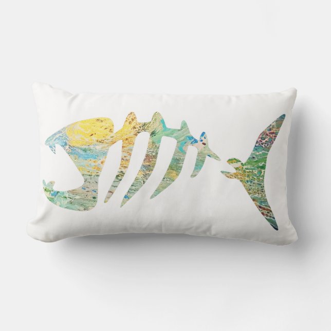 Colourful Fish Bones Lumbar Cushion (Front)