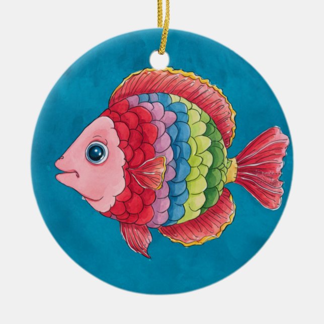 Colourful Fish Ceramic Ornament (Front)