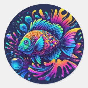 Colourful Fish Classic Round Sticker