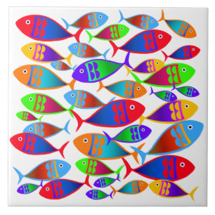 Colourful Fish Custom Text Ceramic Tile