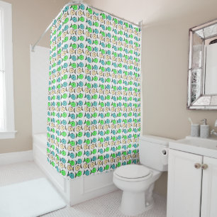 Colourful fish design shower curtain