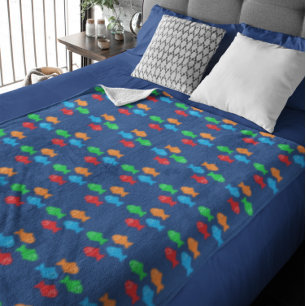 Colourful Fish Fleece Blanket
