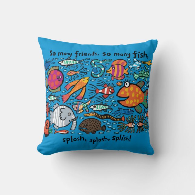 Colourful Fish Friends Cushion (Front)
