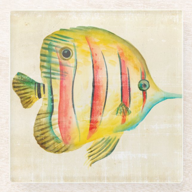 Colourful Fish Glass Coaster (Front)