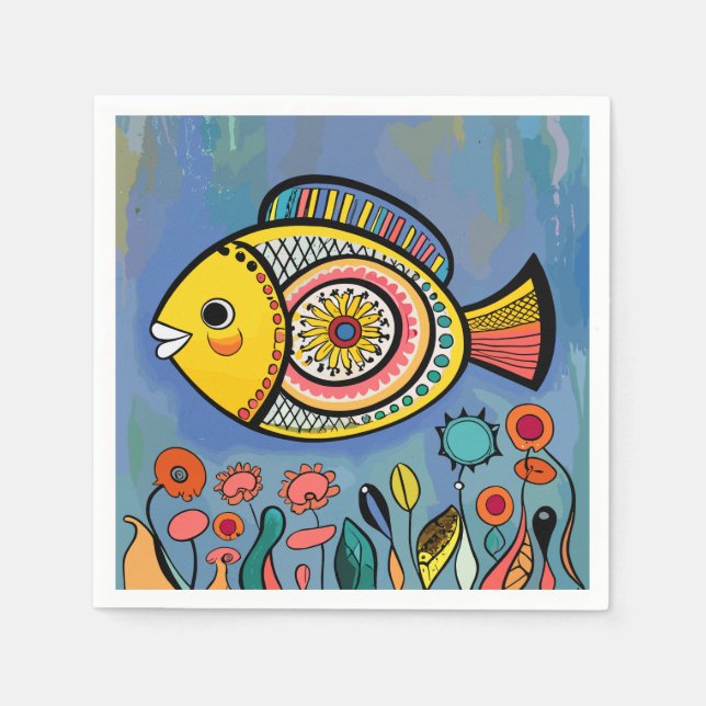 Colourful fish in the reef napkin (Front)
