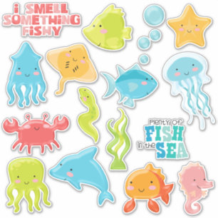 Colourful Fish in the Sea Contour