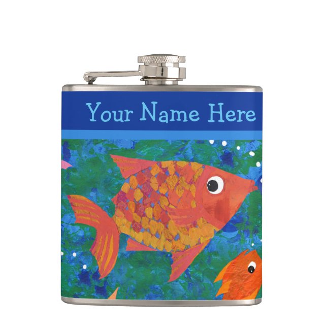 Colourful Fish in the Sea Custom Hip Flask (Front)