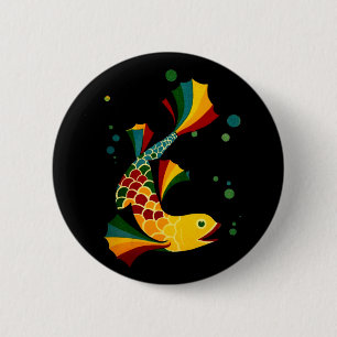 colourful fish ‘n bubbles 6 cm round badge