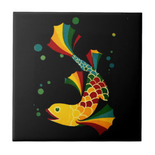 colourful fish ‘n bubbles ceramic tile