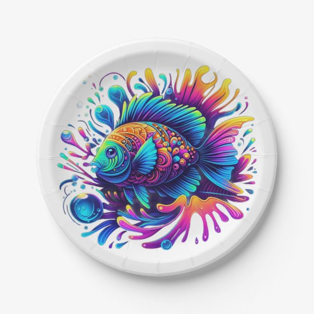 Colourful Fish Paper Plate (Front)