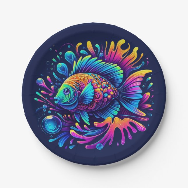 Colourful Fish Paper Plate (Front)